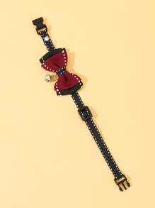 1只波點紅黑雙層蝴蝶領結鈴鐺項圈裝飾,適用於貓和狗 - 彩色 - 查看 2