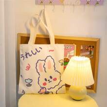 Cartoon Pattern Canvas Tote Bag, Kawaii Shoulder Bag, Cute Anime Design Handbag - Multicolor - View 3