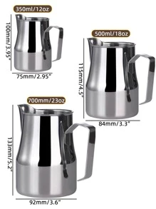1pc Milk Frother, 350/500/700ml Stainless Steel Milk Frothing Pitcher, Milk Steamer, Suitable For Espresso Machines, Latte Art Cup (12/17/23oz), Back To School Season