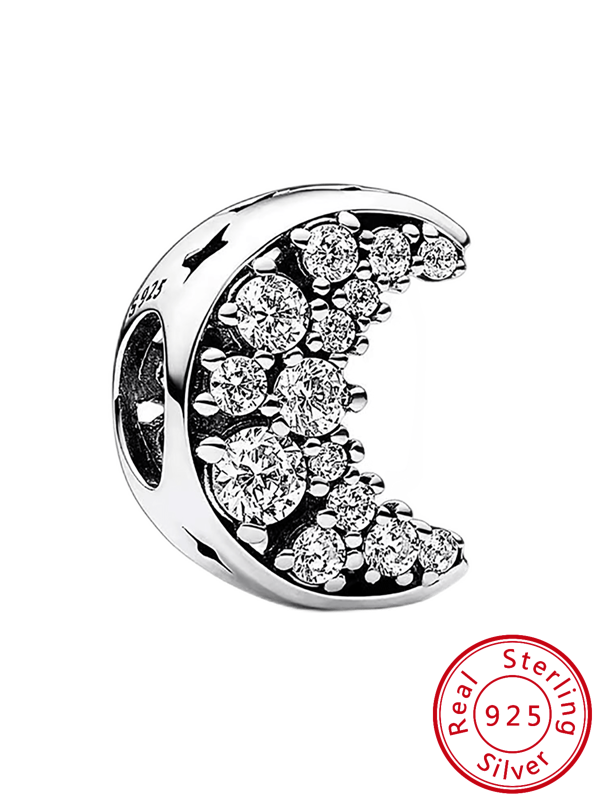 Bisutería 100% plata de ley 925 cruzado europeo y americano moda nuevo brillante luna pleno rosario DIY adecuado para festival regalos