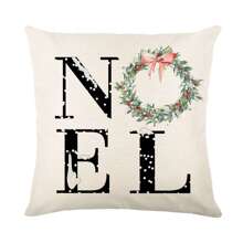 4pcs/set Christmas Theme Pillow Cover, Square Cushion Cover With Christmas Tree Print, Decorative Pillowcase For Living Room Bedroom Sofa Home Decoration Party Decoration (pillow Core Not Included) 17.7in*17.7in - Green - View 5