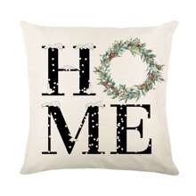 4pcs/set Christmas Theme Pillow Cover, Square Cushion Cover With Christmas Tree Print, Decorative Pillowcase For Living Room Bedroom Sofa Home Decoration Party Decoration (pillow Core Not Included) 17.7in*17.7in - Green - View 4