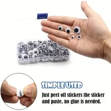 600入组眼睛-自黏式,,完美適用於兒童3+ - 黑與白 - 查看 4