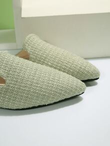 Women's Fashionable Spring And Autumn Pointed Toe Mules, Comfortable Flat Slip-on Shoes - Green - View 4