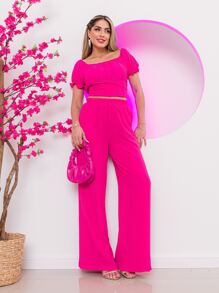 Women Two-piece Outfits - 玫紅色 - 查看 1