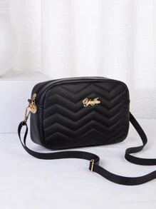 新款時尚女士小方包,單肩包,斜挎包,刺繡和壓花相機包,美妝包 - 黑色 - 查看 3