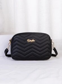 新款時尚女士小方包,單肩包,斜挎包,刺繡和壓花相機包,美妝包 - 黑色 - 查看 1