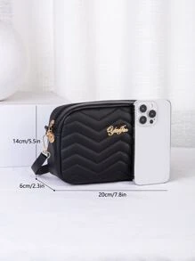 新款時尚女士小方包,單肩包,斜挎包,刺繡和壓花相機包,美妝包 - 黑色 - 查看 2