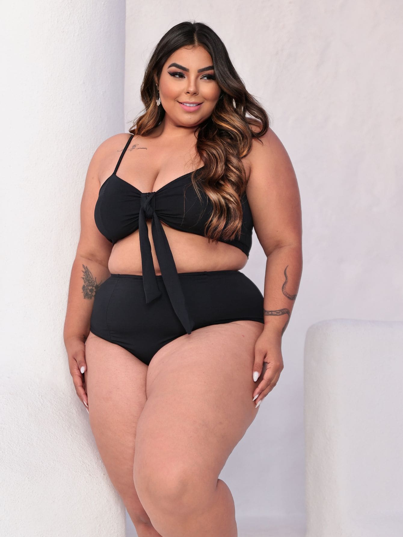 Plus Size Bikini Sets - Black - View 1