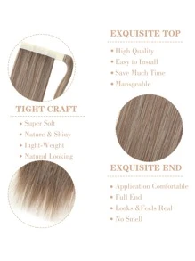 Clip in Ponytail Extension Wrap Around  Straight Ponytail Natural Soft Synthetic Hairpiece for Women - Multicolor - View 5