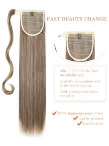 Clip in Ponytail Extension Wrap Around  Straight Ponytail Natural Soft Synthetic Hairpiece for Women - Multicolor - View 4
