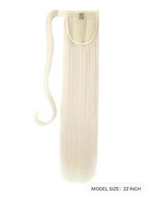 Clip in Ponytail Extension Wrap Around  Straight Ponytail Natural Soft Synthetic Hairpiece for Women - White - View 2