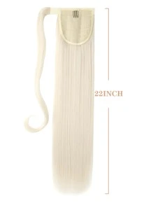 Clip in Ponytail Extension Wrap Around  Straight Ponytail Natural Soft Synthetic Hairpiece for Women - White - View 3