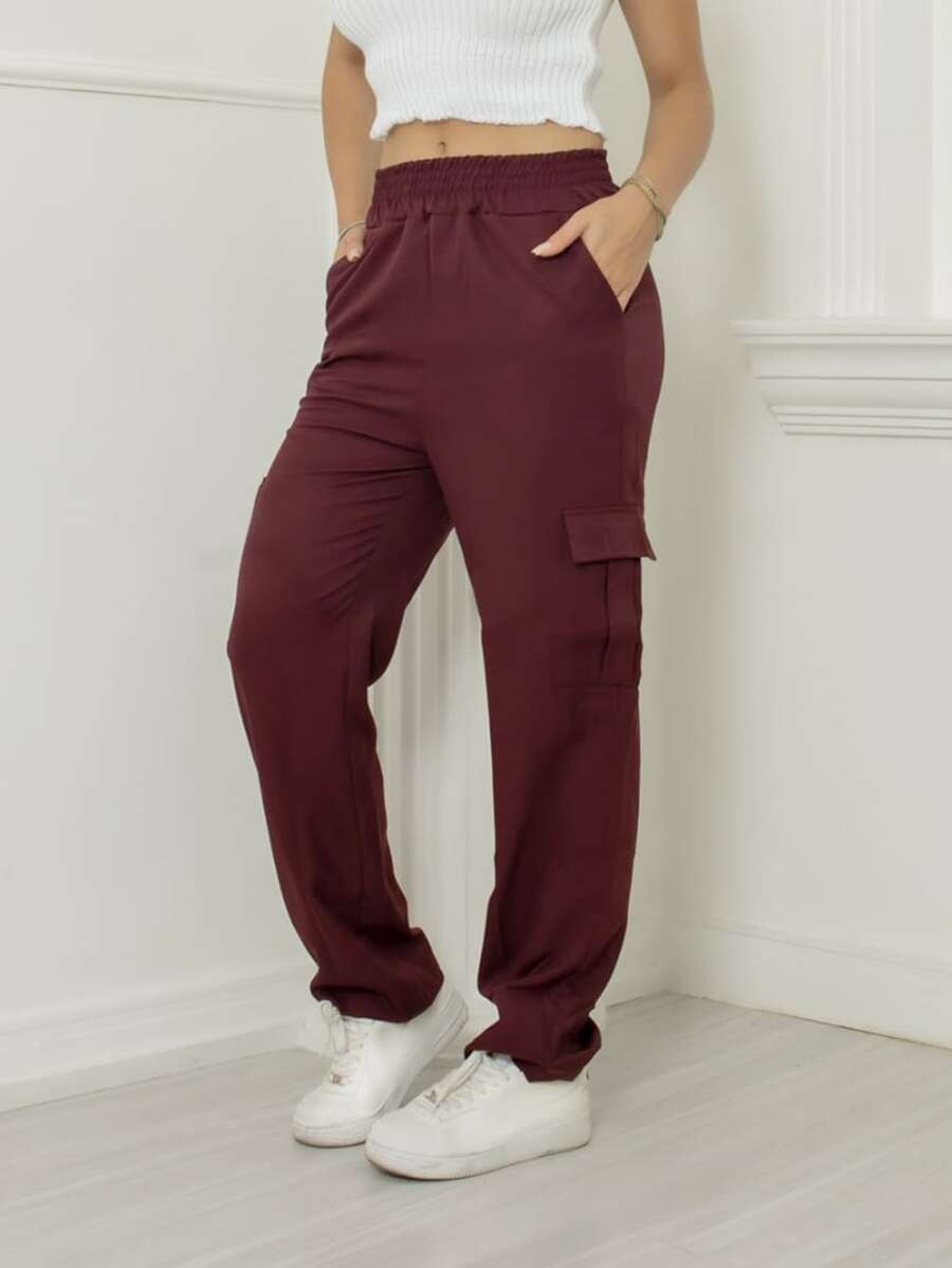 Women Pants - Màu Đỏ Sâu - Xem 1