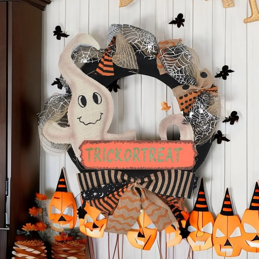 Set Of 1 Halloween Door Knockers Halloween Decoration Halloween Eve Decoration Ghost Face Black Cat Skull Elements Door Knockers Party, Home Decor Door Knockers - ghost - View 1