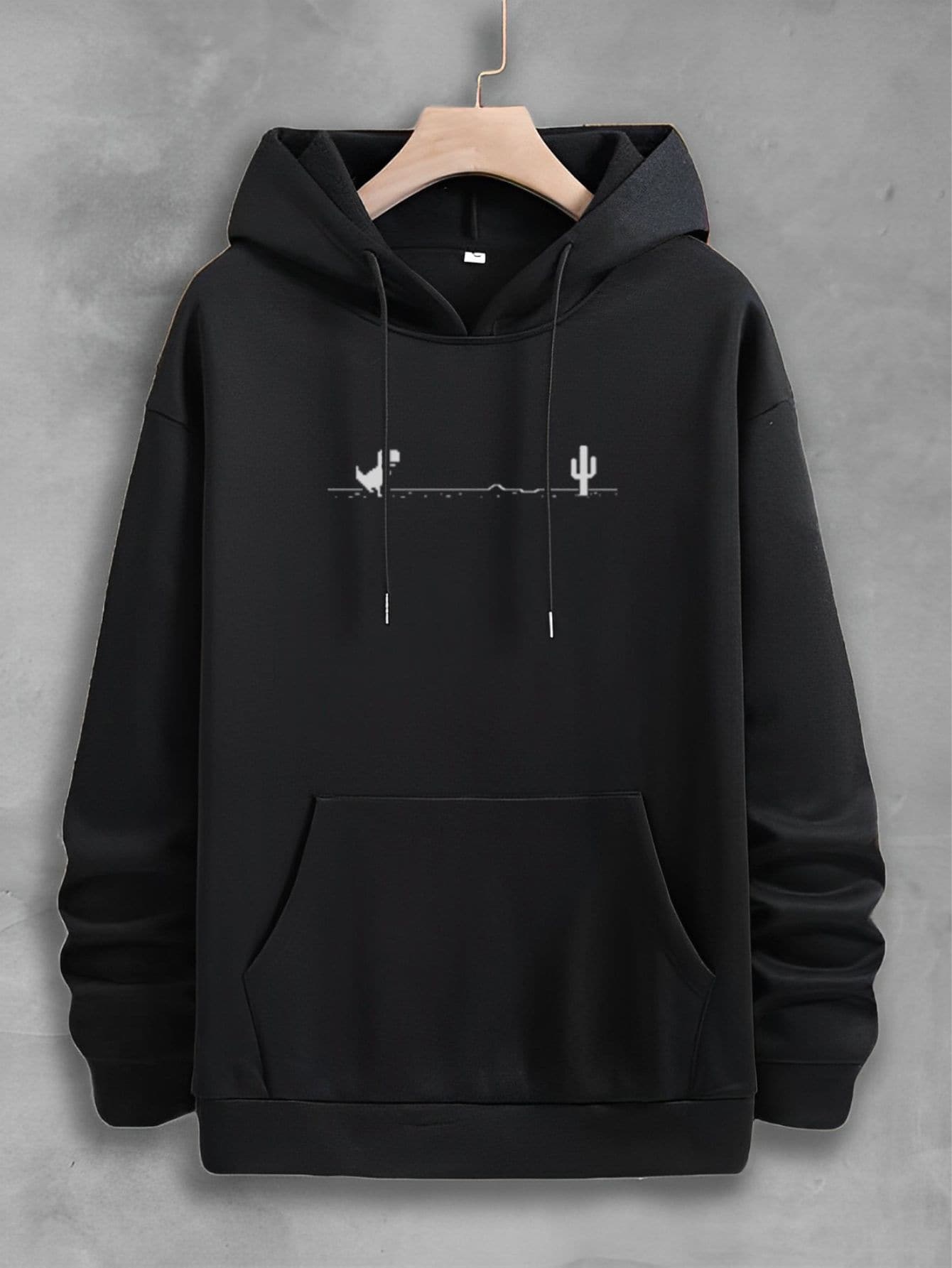 Men's Dinosaur Kangaroo Sweatshirt - màu đen - Xem 1