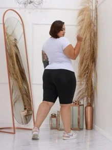 Plus Size Shorts - Black - View 2