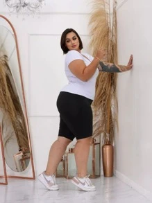 Plus Size Shorts - Black - View 3