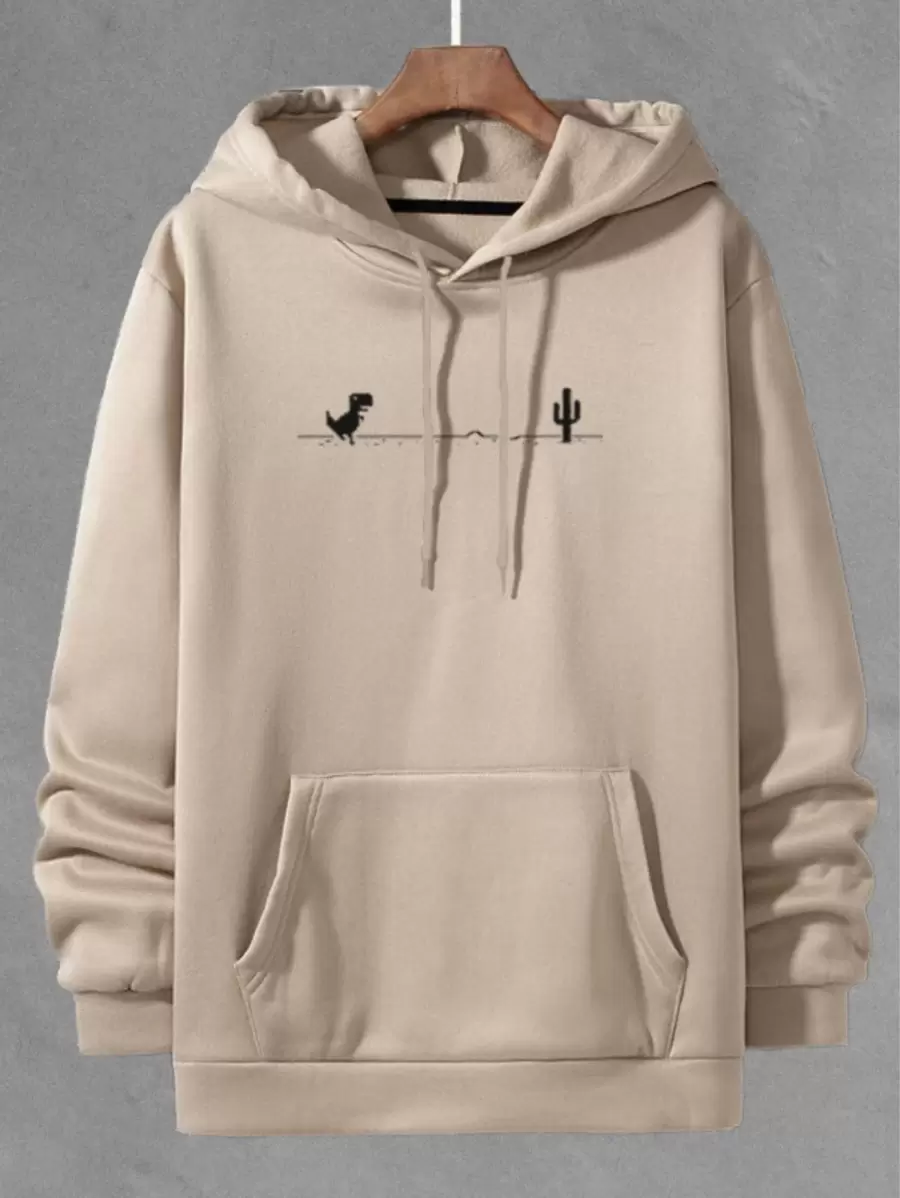 Men's Dinosaur Kangaroo Sweatshirt - 米色 - 查看 1