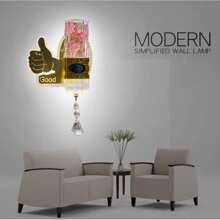 銅色雙頭臥室、客廳、電視背景牆燈,適用於酒店,別墅裝飾照明,具有3種顏色可變光效 - 金色 - 查看 1