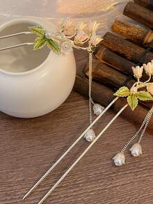 1支百合花发簪,簡潔現代,適用於中式传统发型,搭配流蘇 - 彩色 - 查看 3