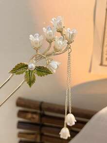 1支百合花发簪,簡潔現代,適用於中式传统发型,搭配流蘇 - 彩色 - 查看 5