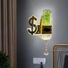 銅色雙頭臥室、客廳、電視背景牆燈,適用於酒店,別墅裝飾照明,具有3種顏色可變光效 - 金色 - 查看 4