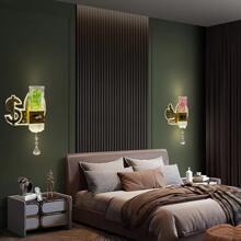 銅色雙頭臥室、客廳、電視背景牆燈,適用於酒店,別墅裝飾照明,具有3種顏色可變光效 - 金色 - 查看 2