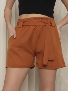 Women Shorts - 棕色 - 查看 1