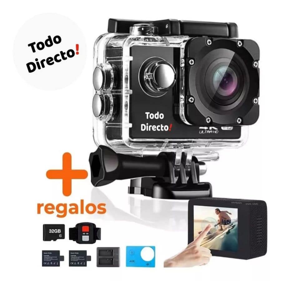 Cámara Deportiva 4k Wifi Con Pantalla Táctil Todo Directo - Negro - Ver 1