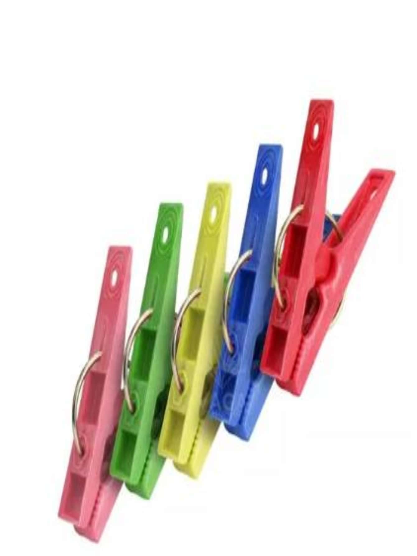 100 Pcs Plastic Clothes Pegs Heavy Duty Assorted Colors - Multicolor - View 1