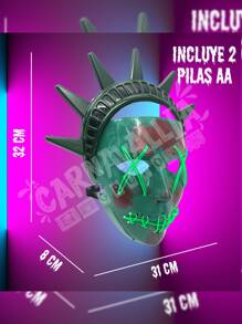 Máscara Purga Estatua Libertad Luz Led Verde Halloween Terror - Verde - Ver 2