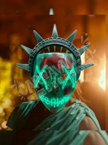 Máscara Purga Estatua Libertad Luz Led Verde Halloween Terror - Verde - Ver 6