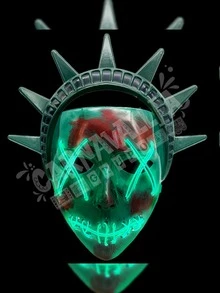 Máscara Purga Estatua Libertad Luz Led Verde Halloween Terror - Verde - Ver 10