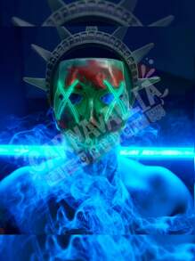 Máscara Purga Estatua Libertad Luz Led Verde Halloween Terror - Verde - Ver 7