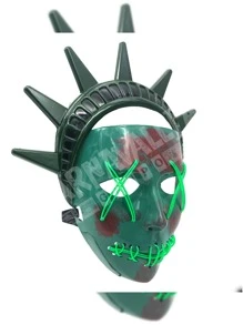 Máscara Purga Estatua Libertad Luz Led Verde Halloween Terror - Verde - Ver 9
