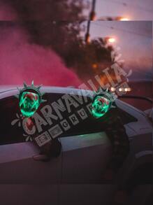 Máscara Purga Estatua Libertad Luz Led Verde Halloween Terror - Verde - Ver 8