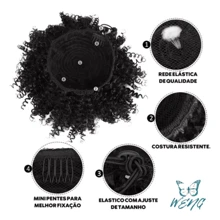 Aplique Coque Afro Puff Cacheado, Rabo de Cavalo Afro, Cacho Orgâ nico Natural 120g 30cm Várias Cores - Champanhe - Visão 4