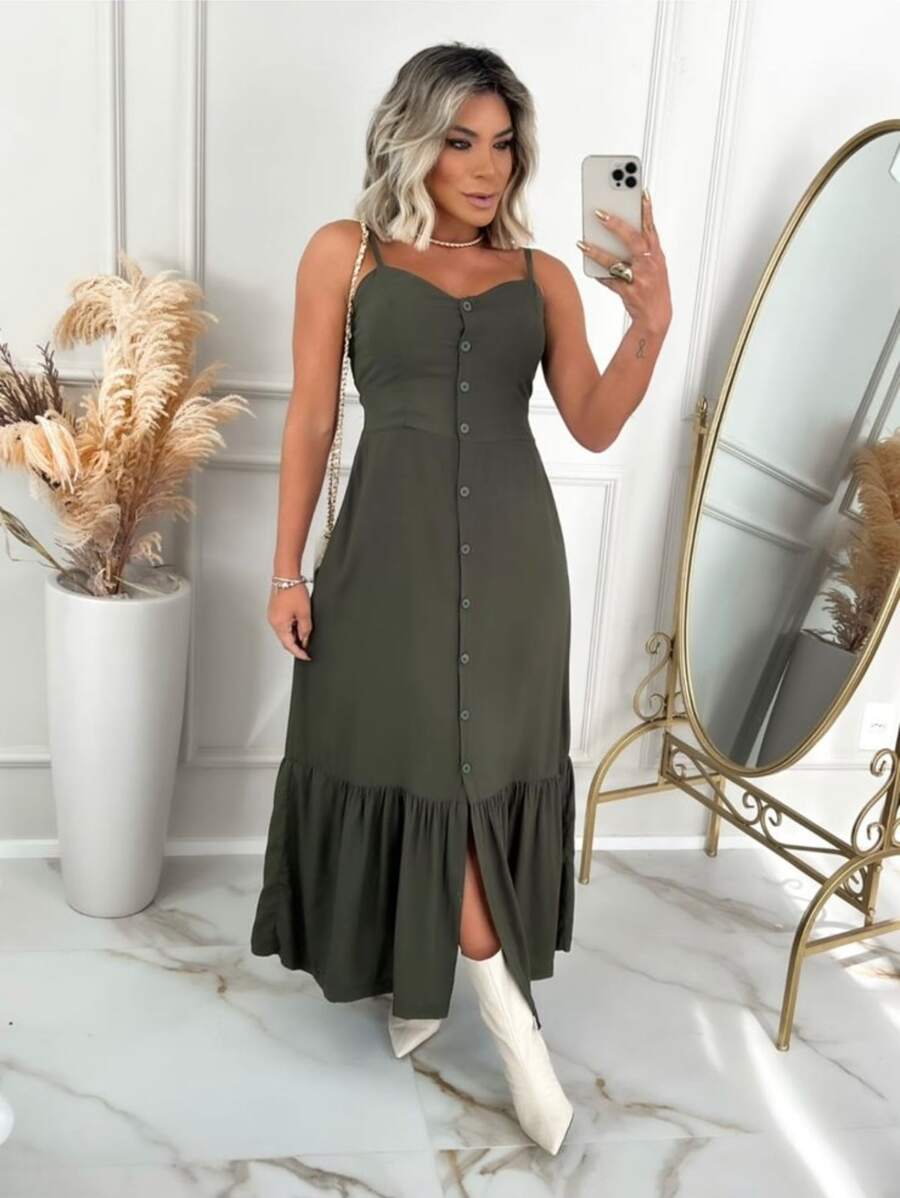 Women Skirts - 墨綠色 - 查看 1