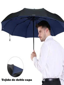 Paraguas Impermeable Anti Viento Plegable Y Portátil Con Apertura Automática - Negro - Ver 4