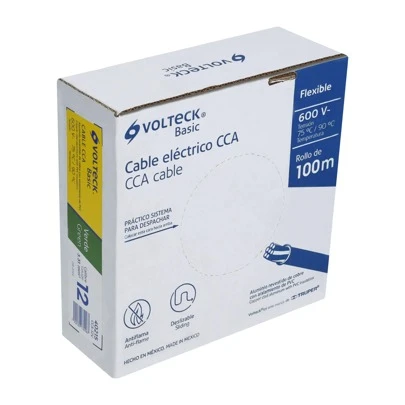 Rollo de 100 metros de cable THW CCA 12 AWG verde, Basic CCA-12V 40215