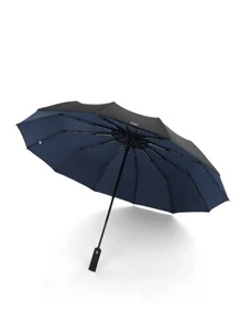 Paraguas Impermeable Anti Viento Plegable Y Portátil Con Apertura Automática - Negro - Ver 1