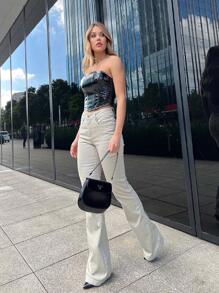 Women Jeans - 米色 - 查看 3