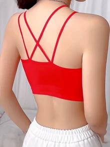 Women's Lace Crop Bralette - Red - View 3