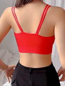 Women's Lace Crop Bralette - Red - View 2