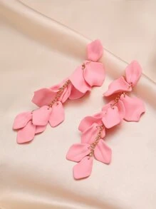 Andkiss 1pair Long Rose Flower Petal Earrings Valentines,Mom,Mother,Mother's Day,Gift