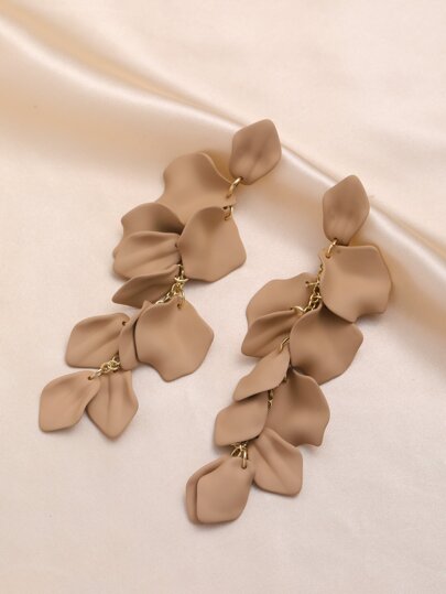 Andkiss 1 par Pendientes largo rosa pétalos colgante