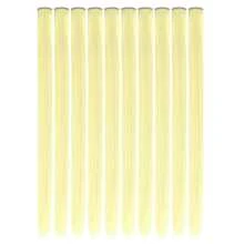 10 piezas/set Extensiones de cabello con clip de colores, mechones sintéticos vibrantes para festivales de música, fiestas de Halloween, mujeres - Beis - Ver 3