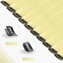 10 piezas/set Extensiones de cabello con clip de colores, mechones sintéticos vibrantes para festivales de música, fiestas de Halloween, mujeres - Beis - Ver 4