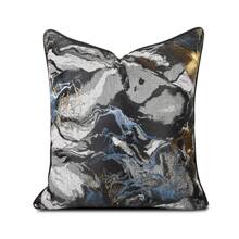 北歐風格黑色條紋抱枕套,現代簡單的沙發裝飾靠墊套,帶花卉提花底布,不含內芯,方形 30x50 Cm / 45x45 Cm / 50x50 Cm / 60x60 Cm - 黑色 - 查看 1